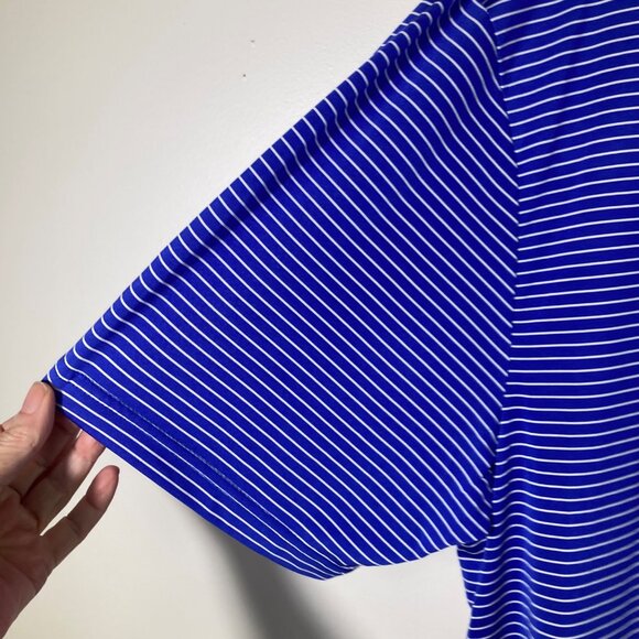 Mens PGA Tour Golf Polo Shirt Short Sleeve Striped 2XL Blue White Polyester - Picture 4 of 8